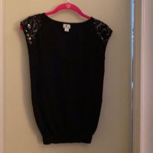 Worthington Black Sequined Shoulder Sweater